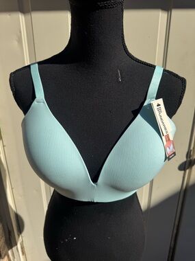No Boundaries, Ribbed Plunge T-Shirt Bra, Aqua, Size XL
